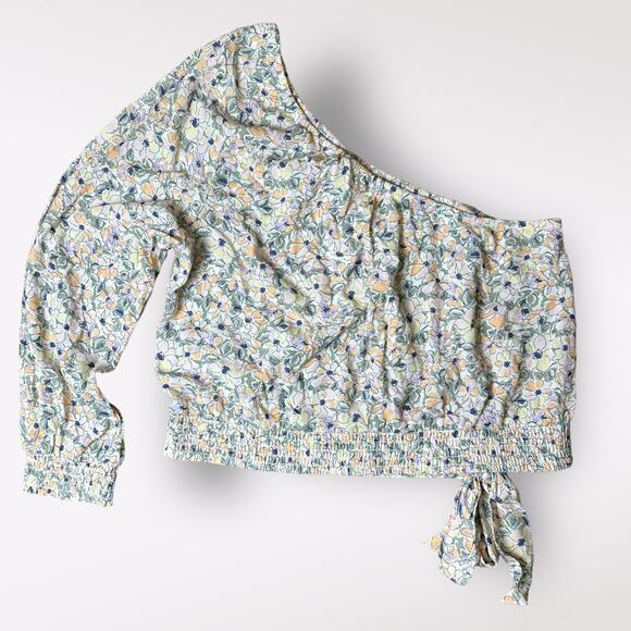 American Eagle Floral print One Shoulder Crop Top NWT Size L - Picture 3 of 9